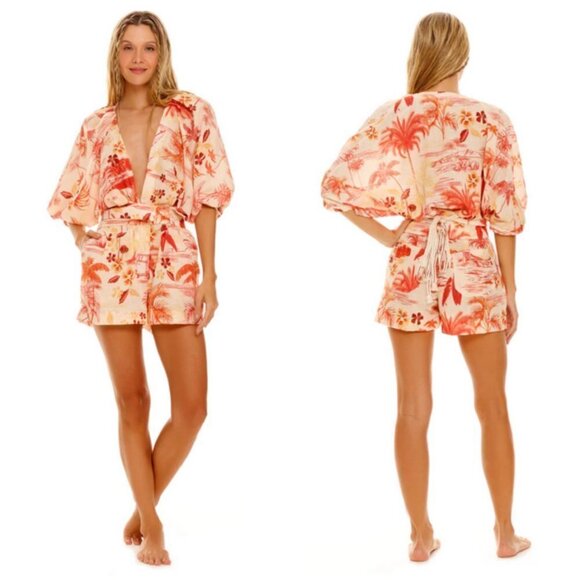 💕AGUA BENDITA💕 Linnea Romper - Shaka Tropical Print Medium M NWT - Picture 7 of 16